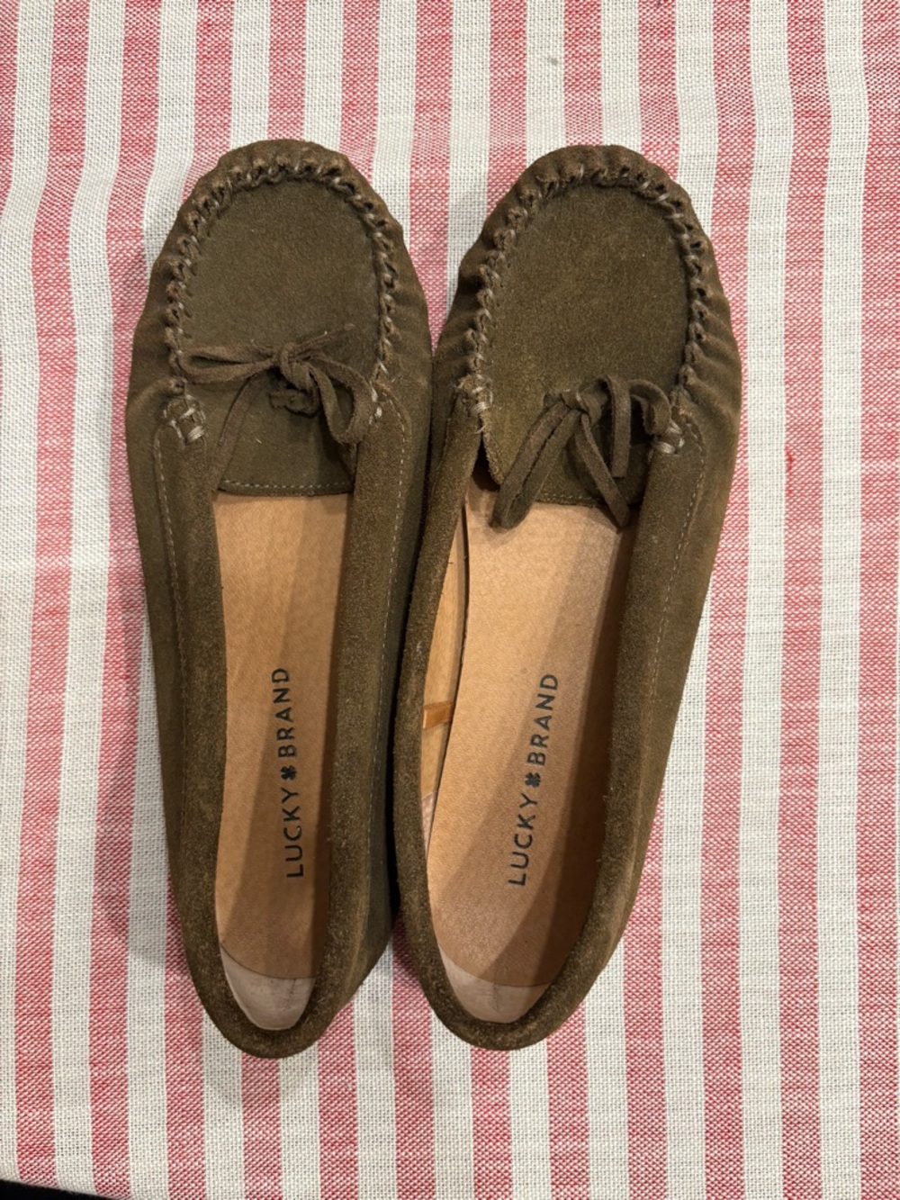 Lucky Brand Olive Green Suede Moccasin Loafers
